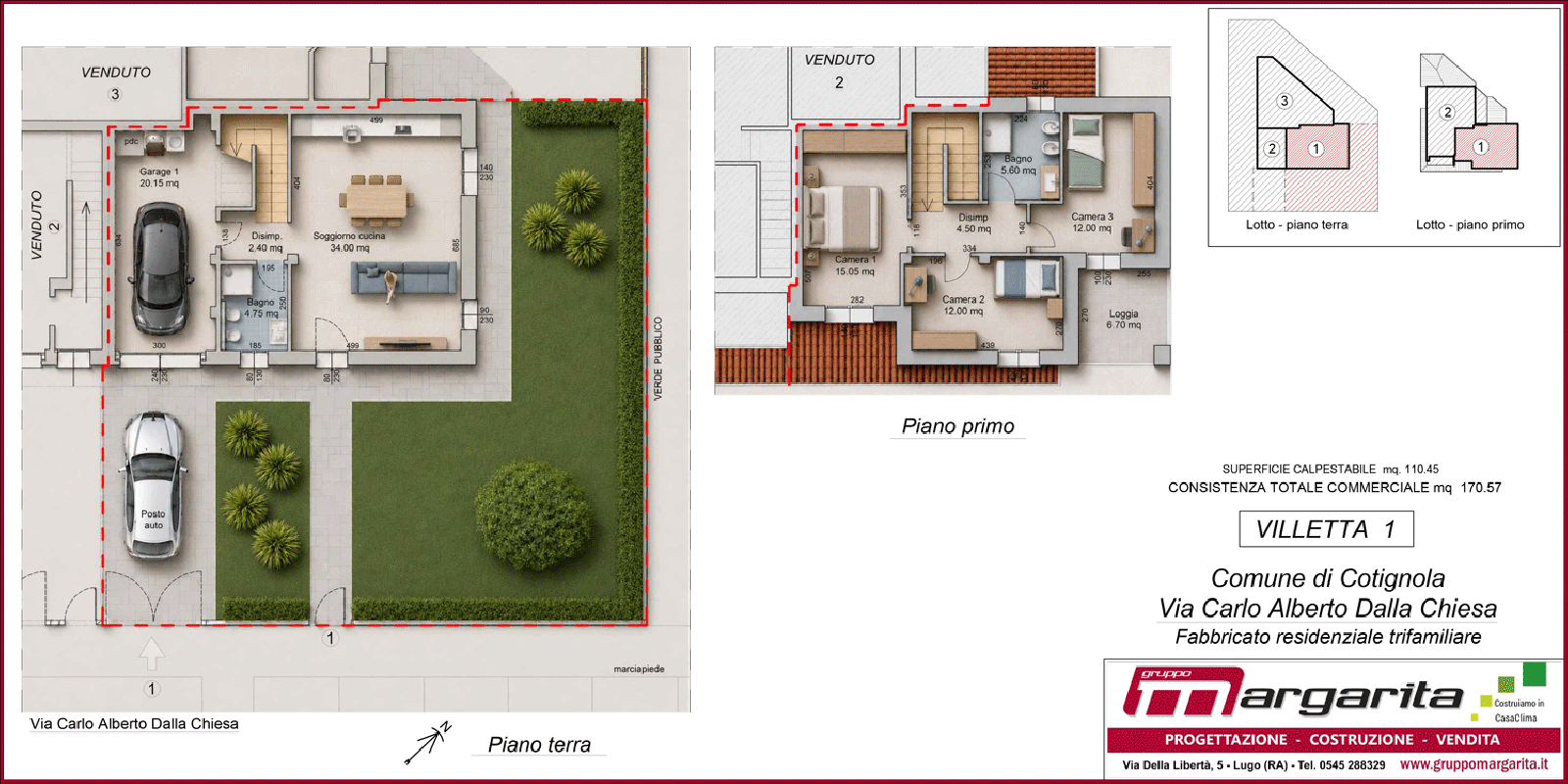 LOTTO 5 - via C. A. Dalla Chiesa, Cotignola, RA, Italia, 3 Stanze da Letto Stanze da Letto, ,2 BathroomsBathrooms,Villa,in Vendita,LOTTO 5 - via C. A. Dalla Chiesa,1140